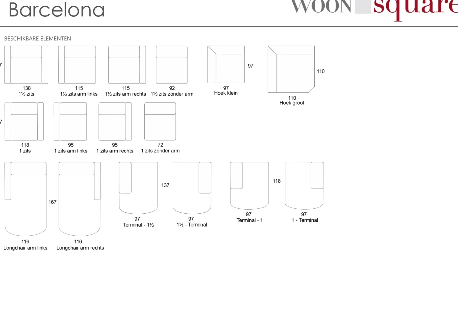 Barcelona hoekbank cognac