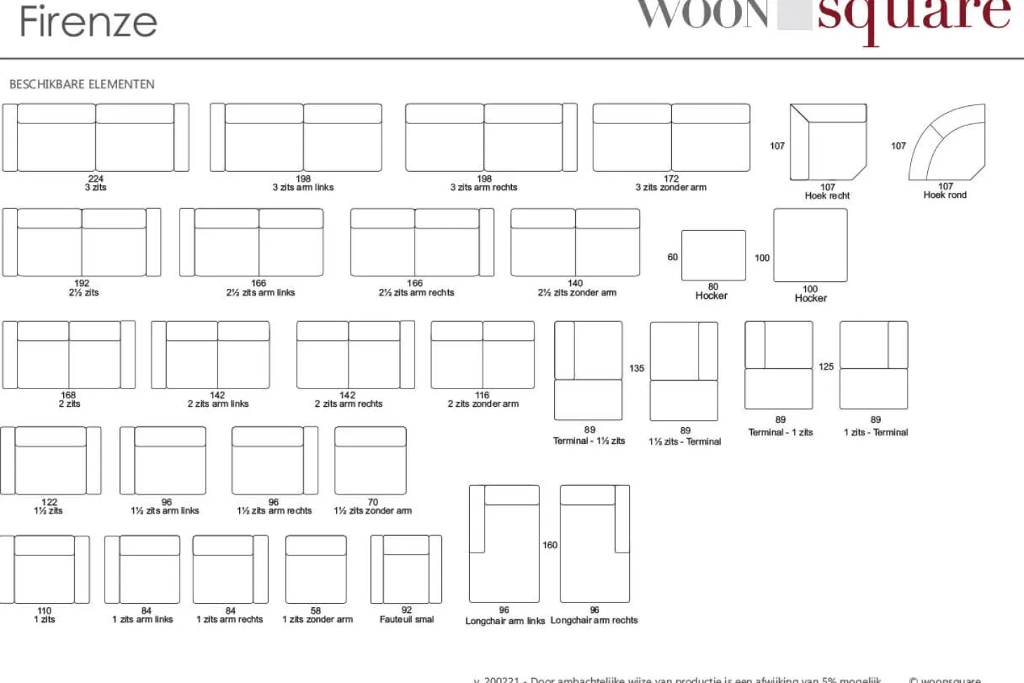 Firenze hoekbank zwart