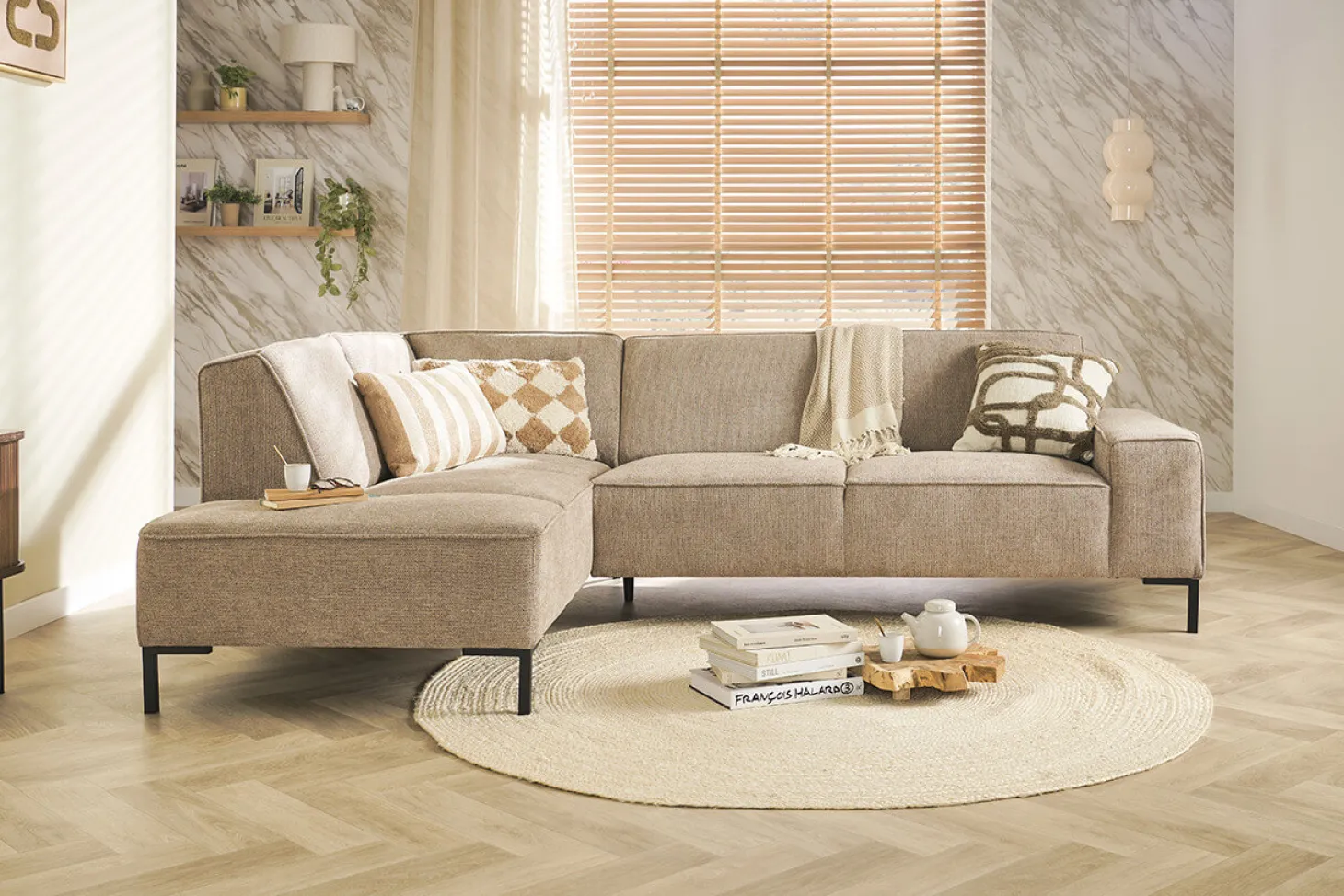 Mondial hoekbank taupe